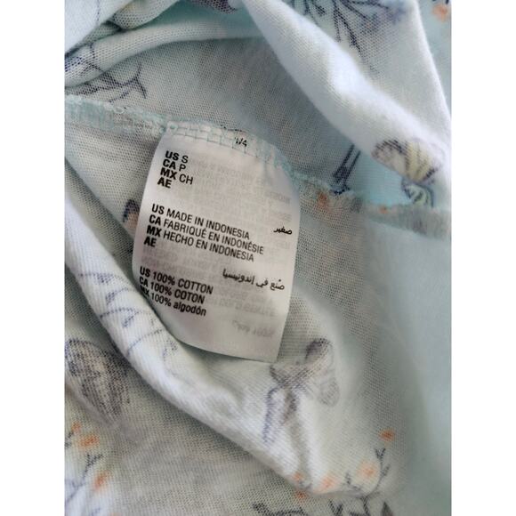 Charter Club Small Butterfly Pajama Set Blue Short Sleeve Capris - Picture 6 of 10